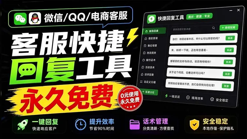 0165c5063b8ff913e5e88be279167f4d.jpeg (20420期)微信/QQ/电商客服快捷回复工具,支持多平台话术库与一键发送,永久免费,使用简单!易歪歪
