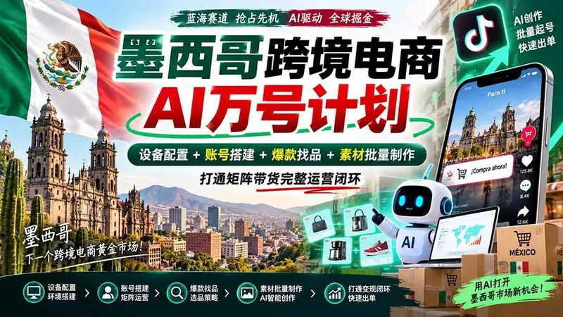 6090a29bbaafa1d12d6b0c164f62de8b.jpeg (20500期)墨西哥AI跨境电商万号计划|设备配置+账号搭建+爆款找品+素材批量制作,打通矩阵带货完整运营闭环