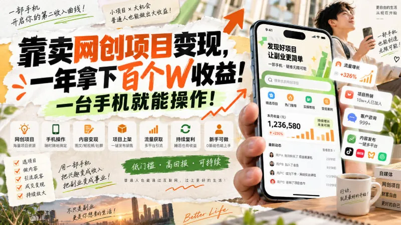 cb3b59bf92f06185d1ee570dca134048.jpeg 靠卖网创项目变现,一年拿下百个W收益!一台手机就能操作!【揭秘】