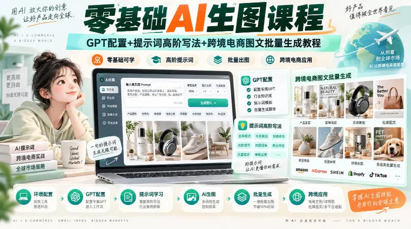 b4cfe31cae01b17a19acb1a1a163a99a.jpeg 零基础AI生图课程,GPT配置+提示词高阶写法+跨境电商图文批量生成教程