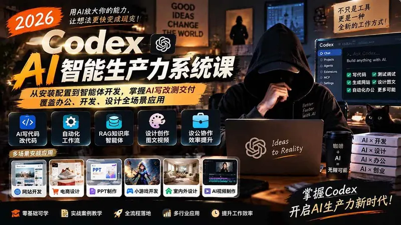 0bdbaa10cd03278a614c28cbbcabdf6d.jpeg (20535期)2026 Codex AI智能生产力系统课-更新|从安装配置到智能体开发,掌握AI写改测交付,覆盖办公、开发、设计全场景应用