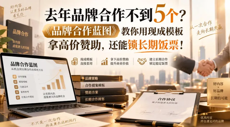 75c191e70e0ef48364953633541f0f42.jpeg 去年品牌合作不到5个?《品牌合作蓝图》教你用现成模板拿高价赞助,还能锁长期饭票!【原创双语字幕】