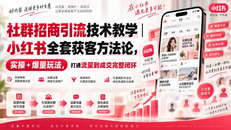 f8a9b02b19d0f7c35c23bb82eacf717b.jpeg 社群招商引流技术教学|小红书全套获客方法论,实操+爆量玩法,打通流量到成交完整闭环