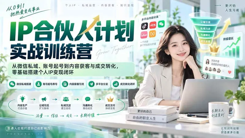 f18f8e1a3ae4b658850566878032dcd9.jpeg (20321期)IP合伙人计划实战训练营-更新:从微信私域、账号起号到内容获客与成交转化,零基础搭建个人IP变现闭环