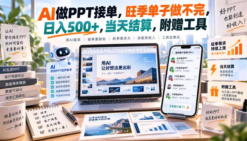 a9721766574f210f383cb99a9ce7fc5b.jpeg AI做PPT接单,旺季单子做不完,日入500+,当天结算,附赠工具【揭秘】