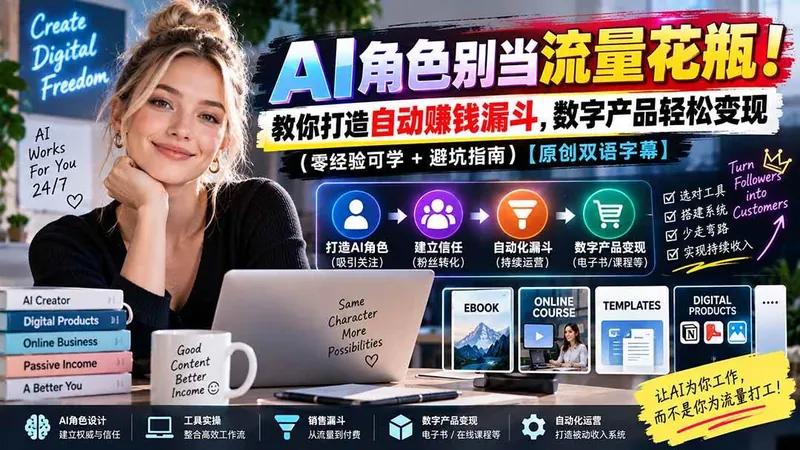 7c4ff07754a53c3a571028ea80a404b2.jpeg (20475期)AI角色别当流量花瓶!教你打造自动赚钱漏斗,数字产品轻松变现(零经验可学+避坑指南)【原创双语字幕】