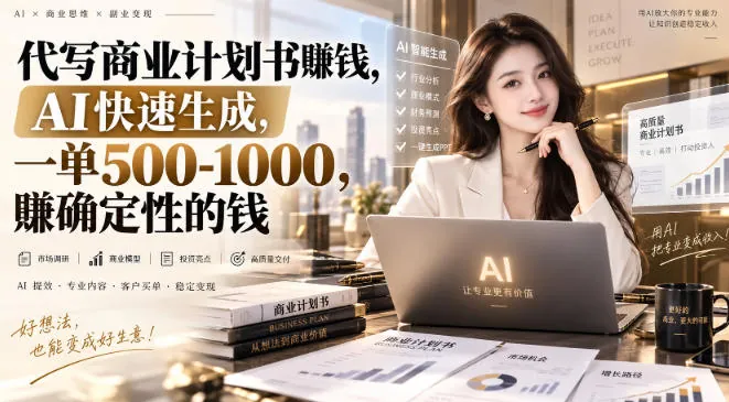 9263c5baf3f83e3e5e9721a7171c0309.jpeg 代写商业计划书賺钱,AI快速生成,一单500-1K,賺确定性的钱