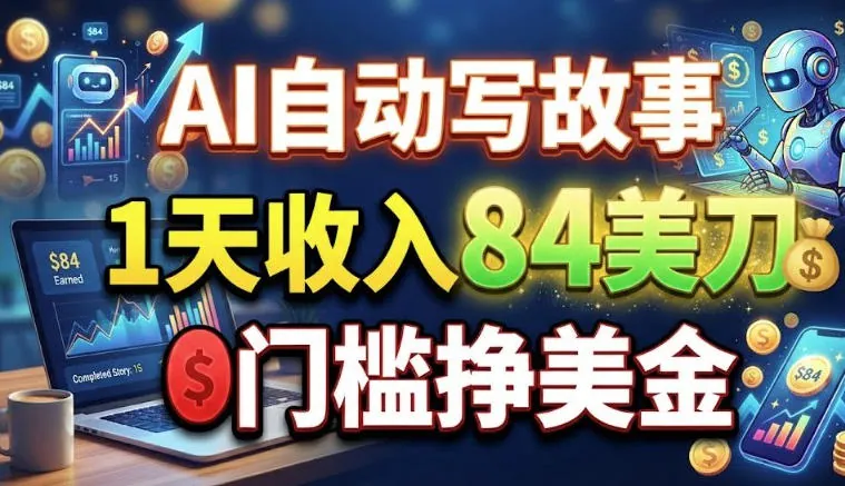 20d843d0c391344f02e1cab53b0cc4da.jpeg AI自动写故事,1天收入84刀,0门槛挣美刀