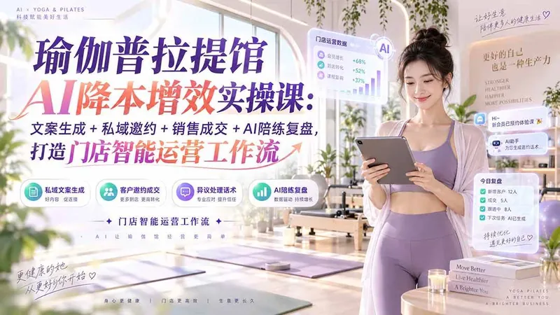 beebbc4cce116bbf8d4c74b13b14420e.jpeg (20340期)瑜伽普拉提馆AI降本增效实操课:文案生成+私域邀约+销售成交+AI陪练复盘,打造门店智能运营工作流