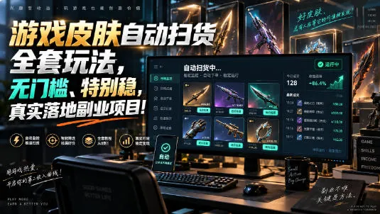 5af69f2ede018e04deef4ebea0358215.jpeg 游戏皮肤自动扫货全套玩法,无门槛、特别稳,真实落地副业项目!【揭秘】