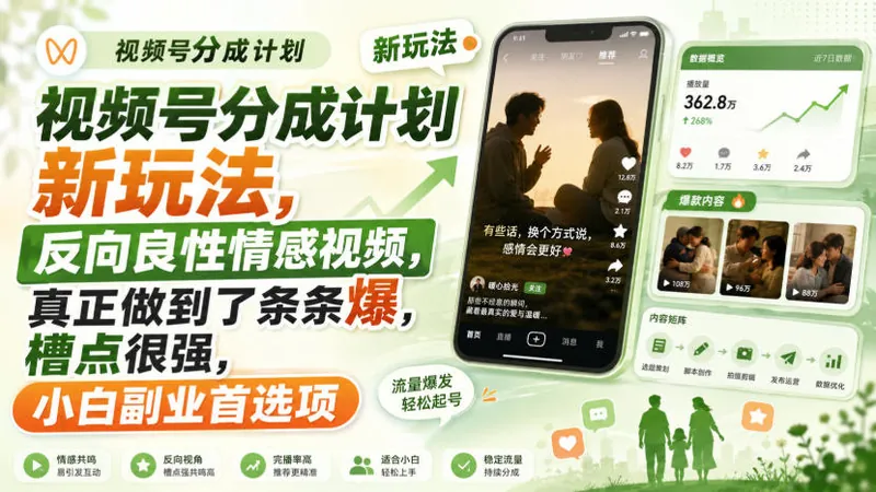 071ff1a4f6699cd4653bc9a85210a873.jpeg 视频号分成计划新玩法,反向良性情感视频,真正做到了条条爆,槽点很强,小白副业首选项
