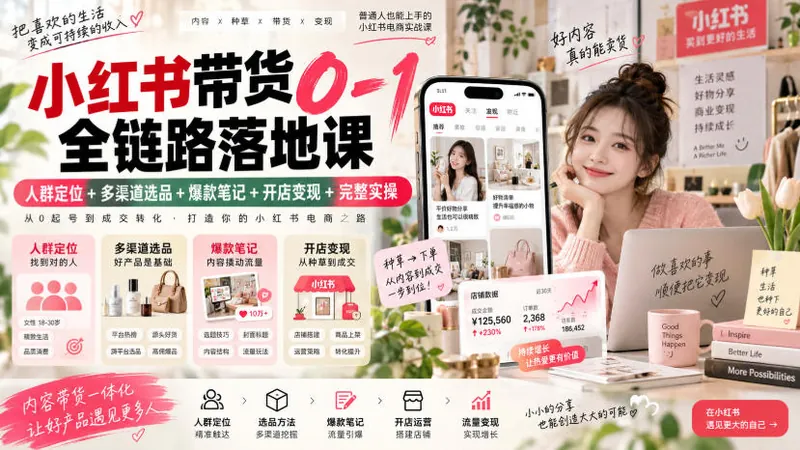 814fa43867a262c1bfdd79f0c1e878dd.jpeg 小红书带货0-1全链路落地课|人群定位+多渠道选品+爆款笔记+开店变现完整实操