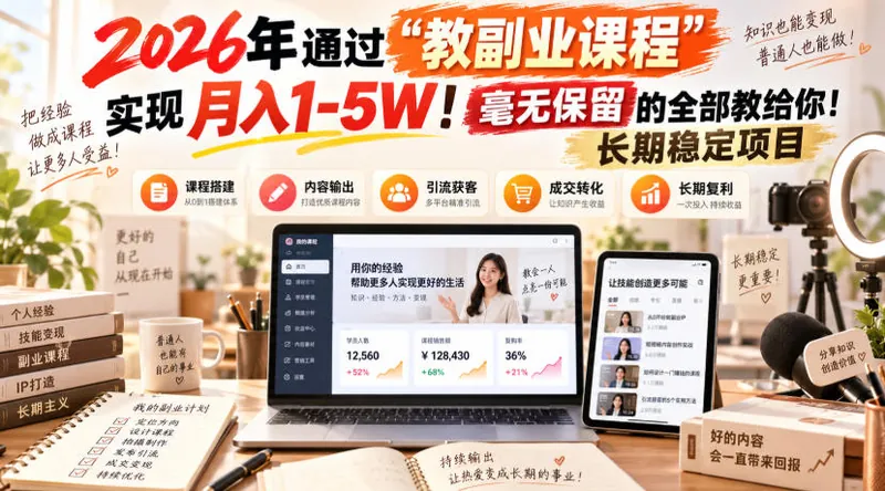 e2d87ac98344e76fbf2ac165c1f381d4.jpeg 2026年通过“教副业课程”实现月入1-5W!毫无保留的全部教给你!长期稳定项目【揭秘】