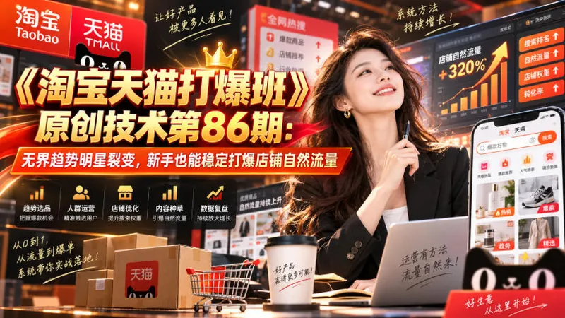 afde20774112538e38fc02ef6a405bff.jpeg 《淘宝天猫打爆班》原创技术第86期:无界趋势明星裂变,新手也能稳定打爆店铺自然流量