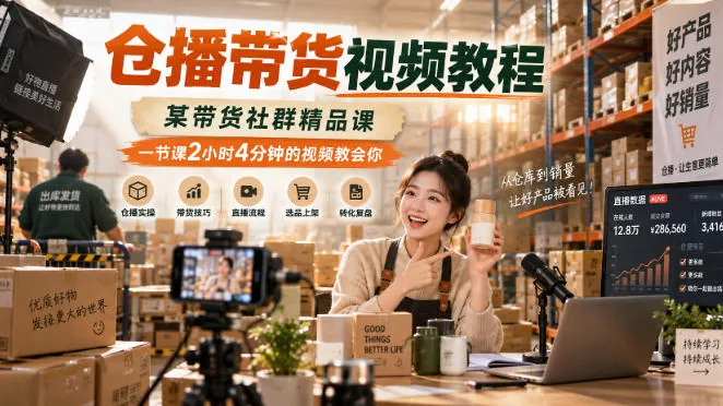 2b35fffcdae0db678b10a5f61d81c3ff.jpeg 仓播带货视频教程,某带货社群精品课,一节课2小时4分钟的视频教会你