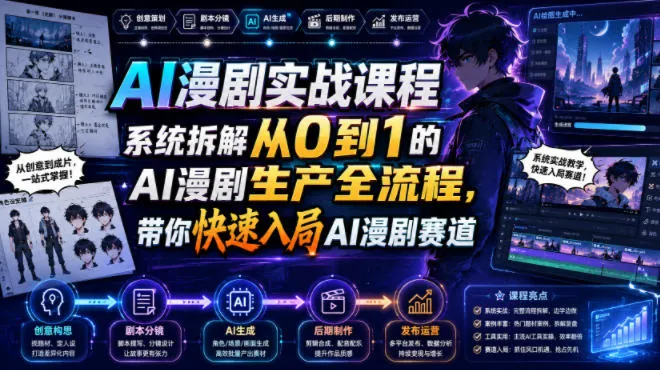d6b6509787799743446ac51350710907.jpeg AI漫剧实战课程,系统拆解从0到1的AI漫剧生产全流程,带你快速入局AI漫剧赛道(更新)