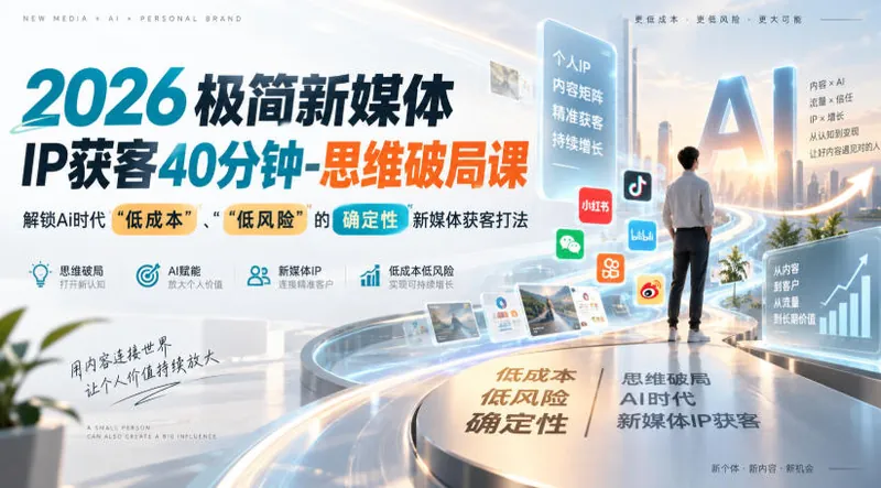 72902cfb7cd9773254098dad4da55e6d.jpeg 2026极简新媒体IP获客40分钟-思维破局课,解锁Ai时代“低成本”、“低风险”的确定性新媒体获客打法
