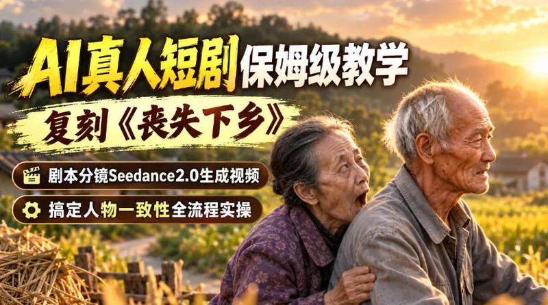 edbc59021bfc881dd7edf13744cbe5eb.jpeg AI真人短剧保姆级教学,复刻《丧失下乡》,剧本分镜Seedance2.0生成视频,搞定人物一致性全流程实操