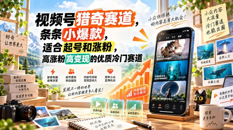 69faff9ad19fe106dd430b386b7e44b7.jpeg 视频号猎奇赛道,条条小爆款,适合起号和涨粉,高涨粉高变现的优质冷门赛道