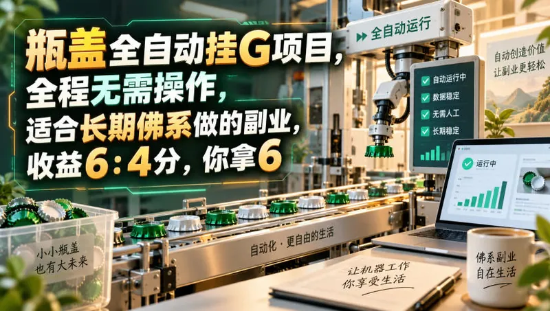 5b8b9dcf9aaf4295ba4e26f57539ec66.jpeg 瓶盖全自动挂G项目,全程无需操作,适合长期佛系做的副业,收益6:4分,你拿6【揭秘】