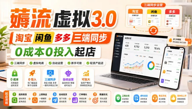 8db10ee69e4b3a88058e5138339eba0d.jpeg 绅白不白·薅流虚拟3.0丨淘宝闲鱼多多三端同步丨0成本0投入起店(更新)