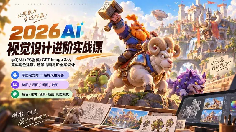 5e8e758f7ab9b8c04a5f3c04cc12a73a.jpeg (20424期)2026AI视觉设计进阶实战课-更新:学习MJ+PS香蕉+GPT Image 2.0,完成角色建筑、场景插画与IP全案设计