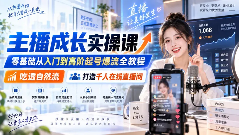 cf82b58e8e81bc5672984115c957d8e3.jpeg 主播成长实操课|零基础从入门到高阶起号爆流全教程,吃透自然流,打造千人在线直播间