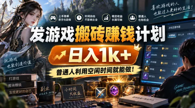 330257a24a65e7f94b28cfdca91f5550.jpeg 发游戏搬砖賺钱计划,日入1k+,普通人利用空闲时间就能做!【揭秘】