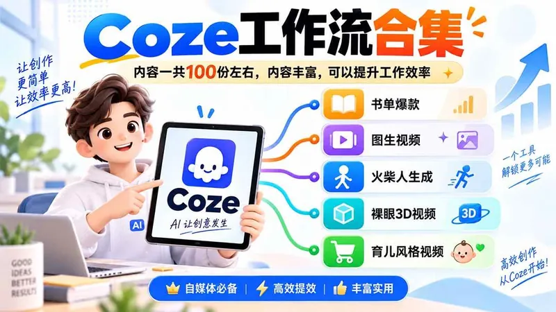 （20440期）Coze工作流合集，内容一共100份左右，内容丰富，可以提供工作效率