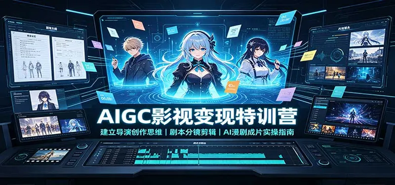 AIGC影视变现特训营：建立导演创作思维，剧本分镜剪辑，AI漫剧成片实操指南