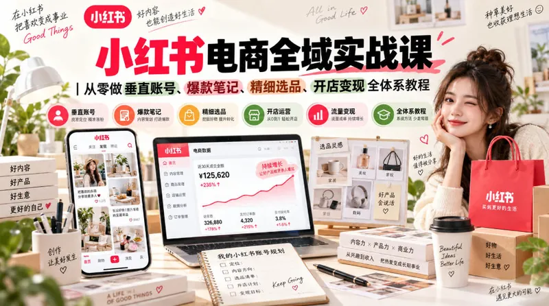 89c2878e567d70a869e9462abeca1744.jpeg 小红书电商全域实战课|从零做垂直账号、爆款笔记、精细选品、开店变现全体系教程