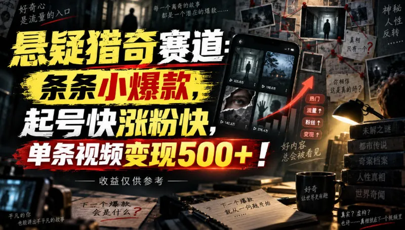 827239a575d97fc3ad0edd597a4f8f12.jpeg 悬疑猎奇赛道:条条小爆款,起号快涨粉快,单条视频变现500+!收益仅供参考