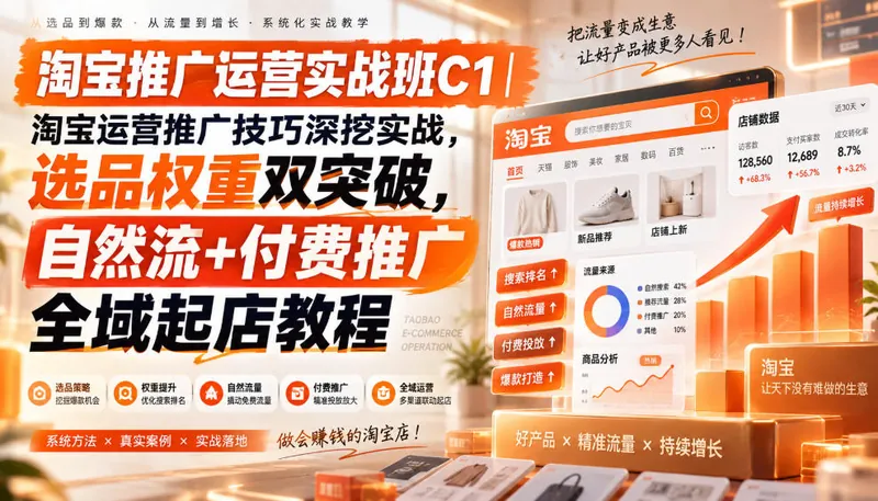 e741d0f19a891866887404df4d58a70e.jpeg 淘宝推广运营实战班C1|淘宝运营推广技巧深挖实战,选品权重双突破,自然流+付费推广全域起店教程