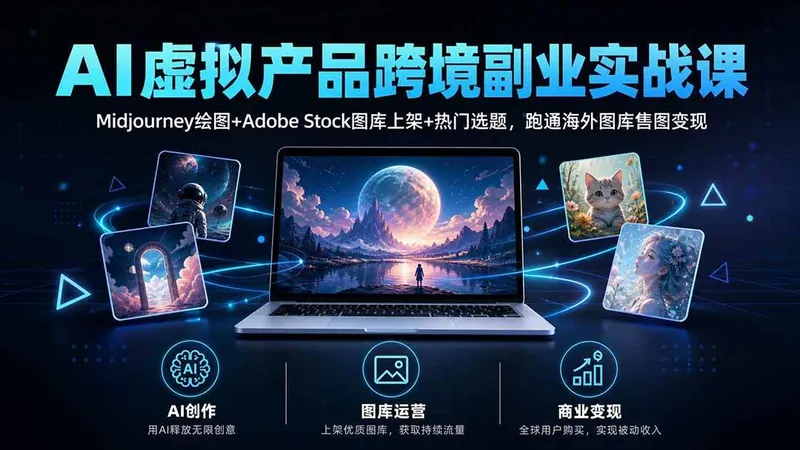 108a43bfd7e81755a306550b4fec144c.jpeg (20514期)AI虚拟产品跨境副业实战课|Midjourney绘图+Adobe Stock图库上架+热门选题,跑通海外图库售图变现