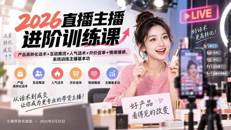 2ddceaa855fe41e3882589eb01c915af.jpeg (20408期)2026直播主播进阶训练课:产品高转化话术+互动推流+人气话术+开价促单+情绪播感,系统训练主播基本功