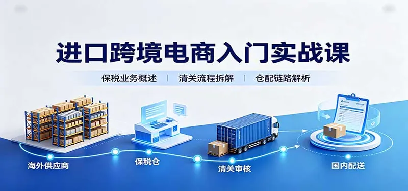 进口跨境电商入门实战课：基础概念政策解读，保税业务流程，多类系统模式教学